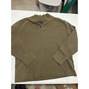 Banana Republic Waffle Knit Ski Thermal Henley Mens size Large L/S Green Olive